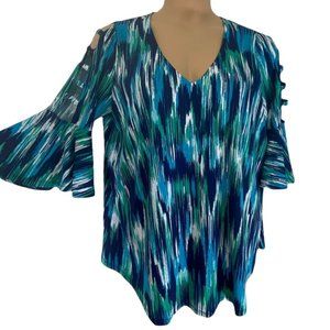 Bohemian Flair Sleeve Blue Space Tie Dye Top size 14 16